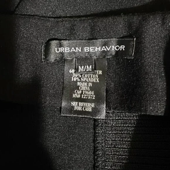 Urban Behavior Black Stretch Skirt Medium Back Zip Ribbed Side Panels Fitted - Picture 10 of 14